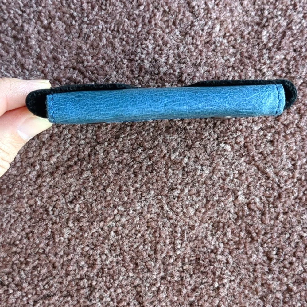 Otto Angelino Blue and Black Leather Card Holder